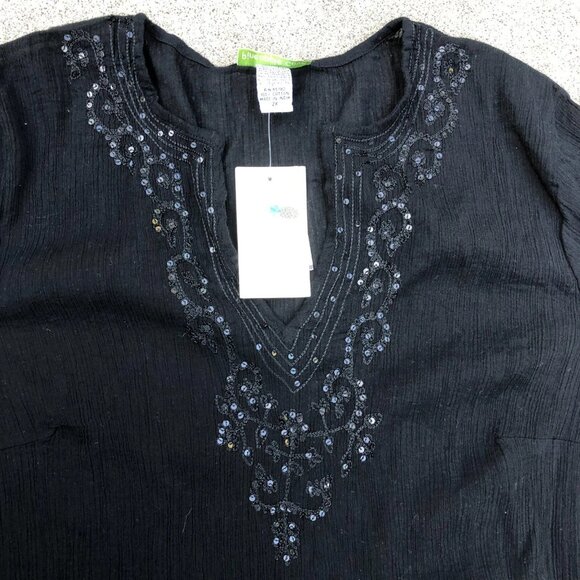 PINEAPPLE COVE Tunic Dress 2X Women Black Short Sleeve Pullover Swim Cover Shirt - Picture 3 of 7